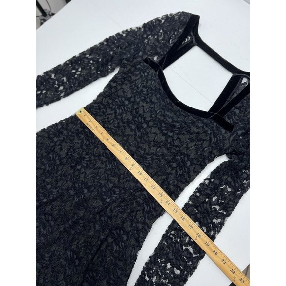 Free People Mini Dress L Black Lace Flirt For You Long Sleeve Cut Out Back - Picture 6 of 10